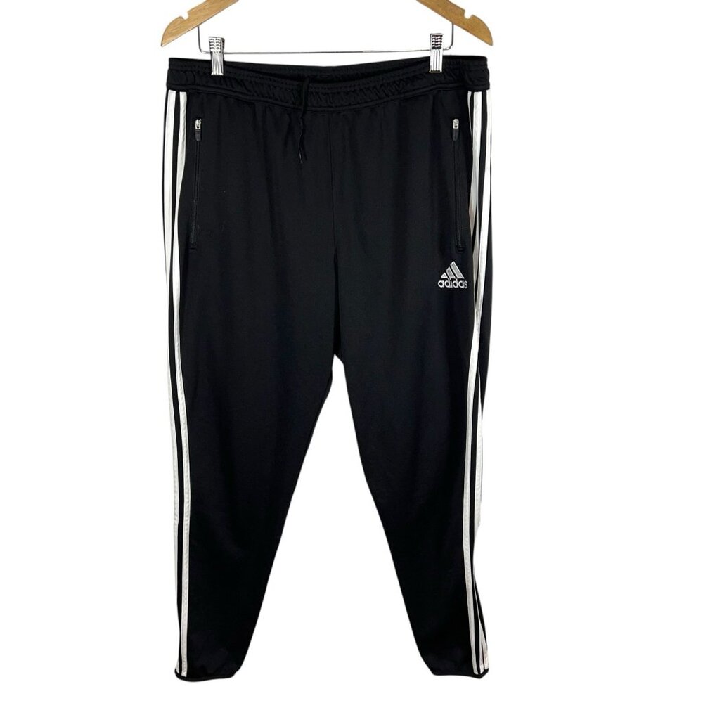 Adidas Climacool‎ Track Pants Womens Sz XL Black 3-Stripe Zip Ankle logo white